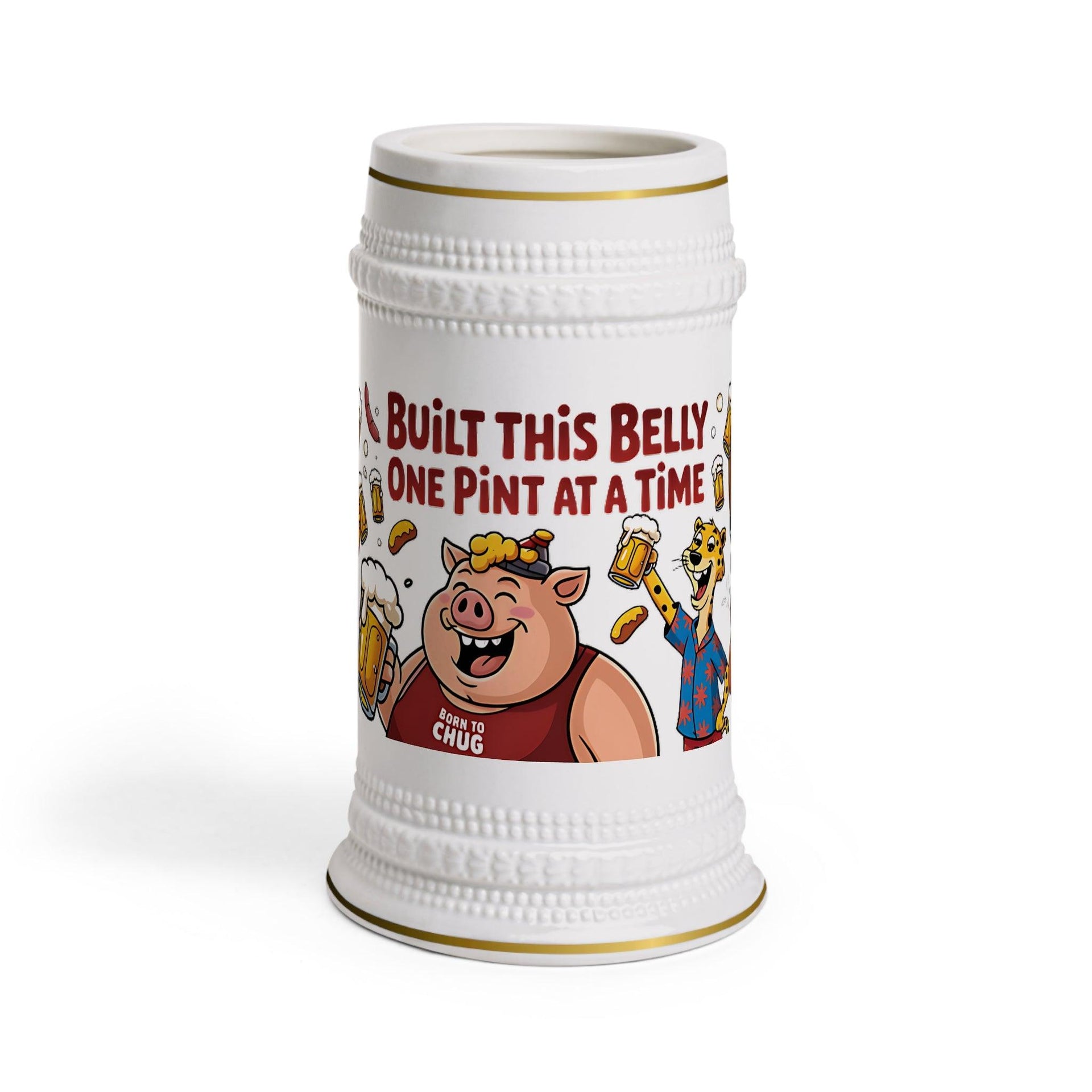 Funny Beer Stein Mug - Built This Belly One Pint at a Time - Perfect Gift for Beer Lovers - Briadanna