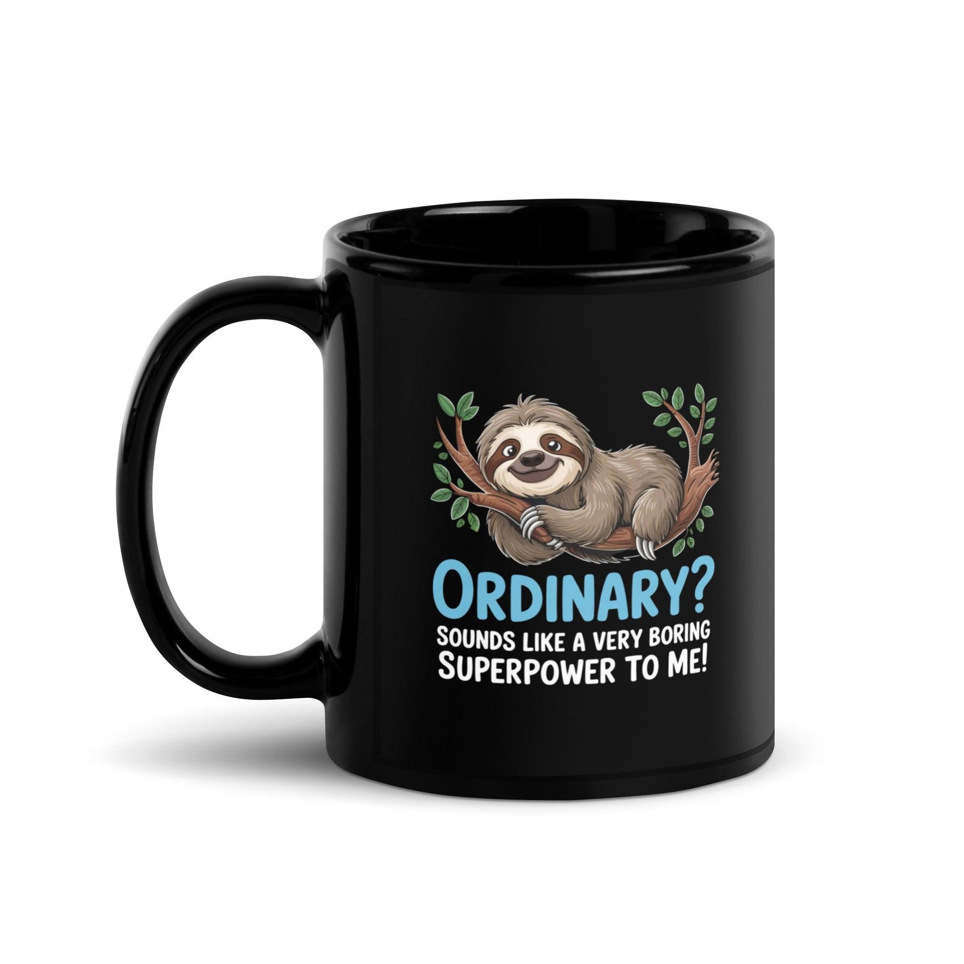 Funny Sloth Black Glossy Mug - Briadanna