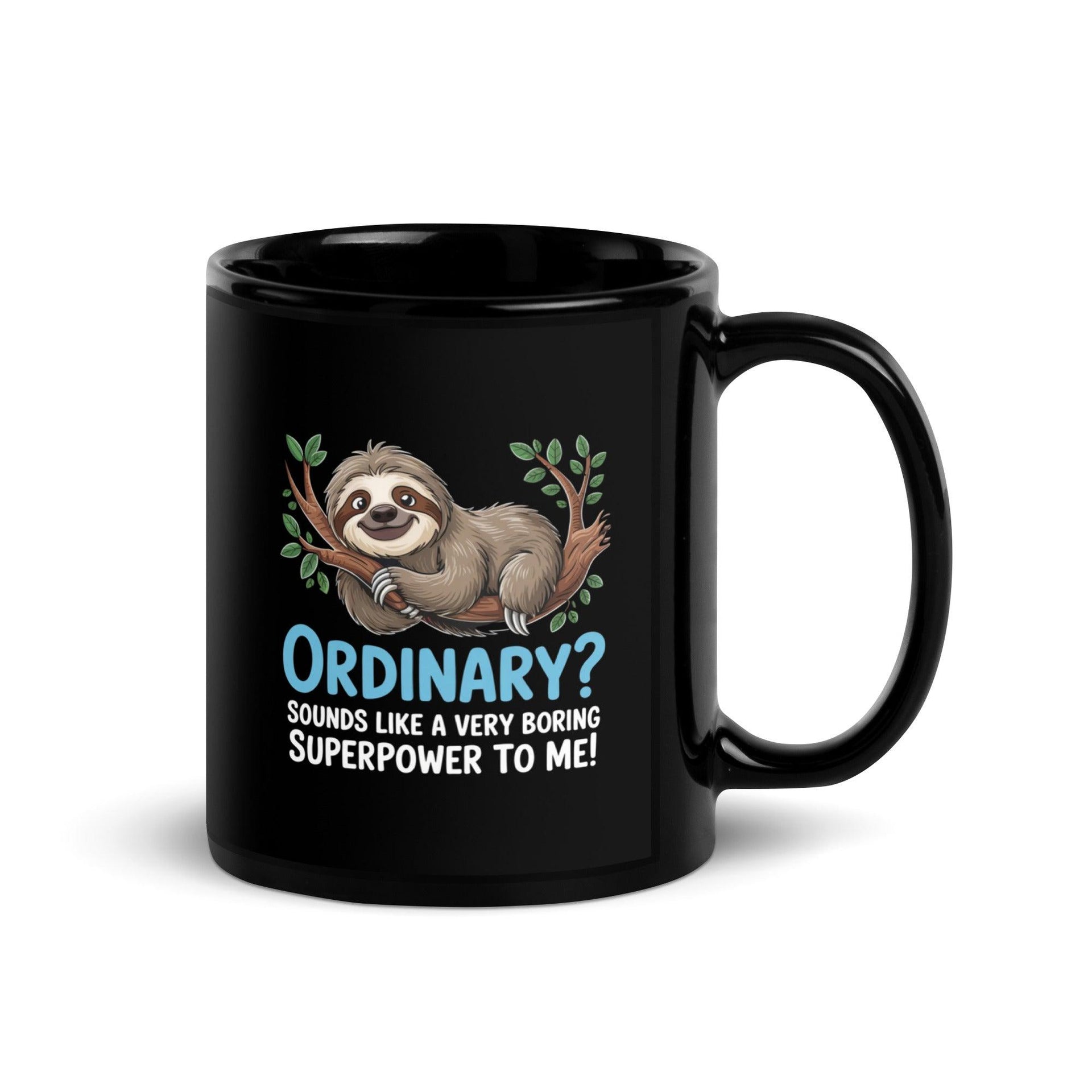 Funny Sloth Black Glossy Mug - Briadanna