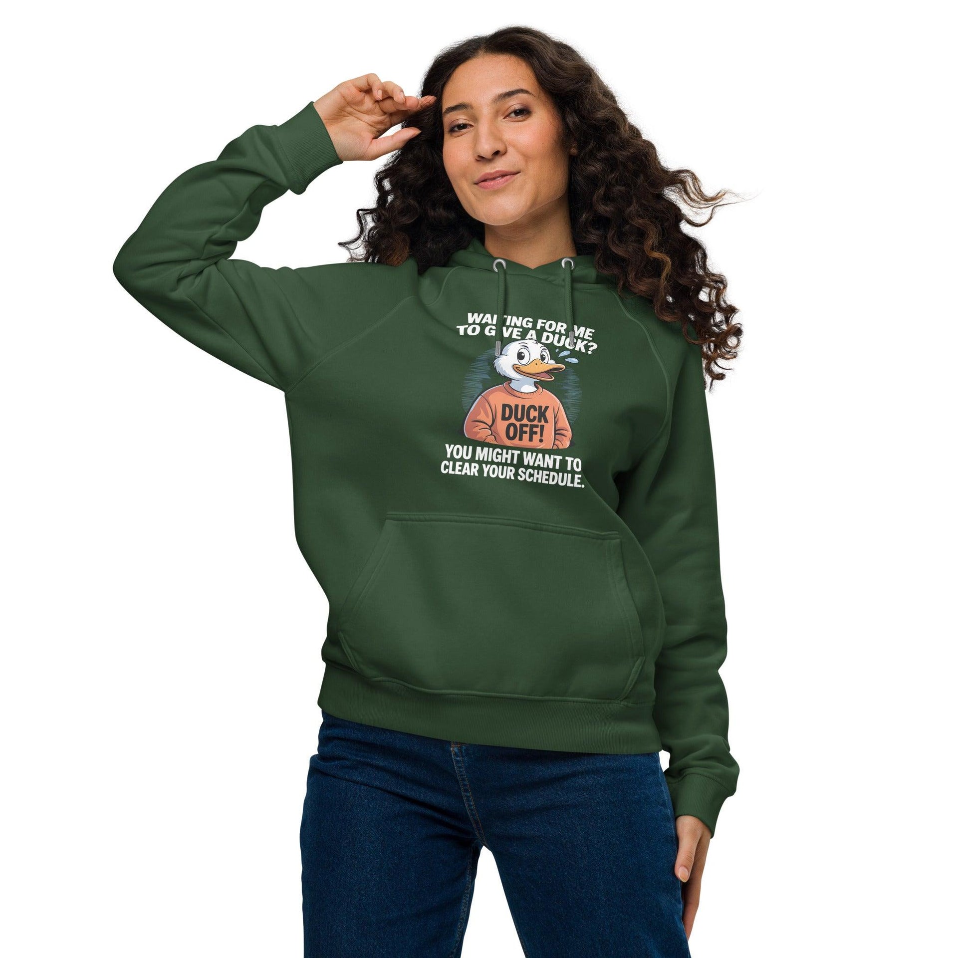 'Duck Off' Eco Raglan Unisex Hoodie - Briadanna