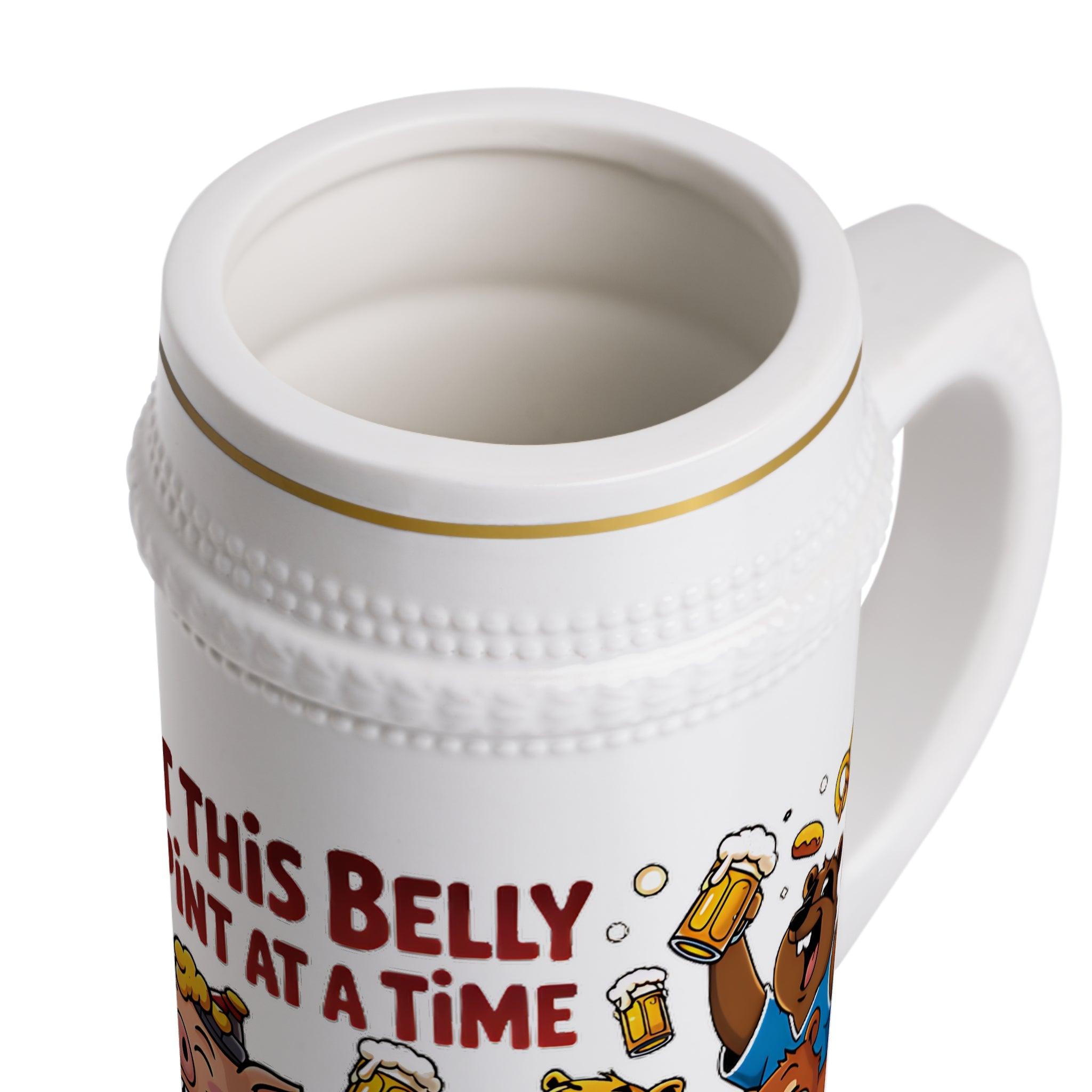 Funny Beer Stein Mug - Built This Belly One Pint at a Time - Perfect Gift for Beer Lovers - Briadanna