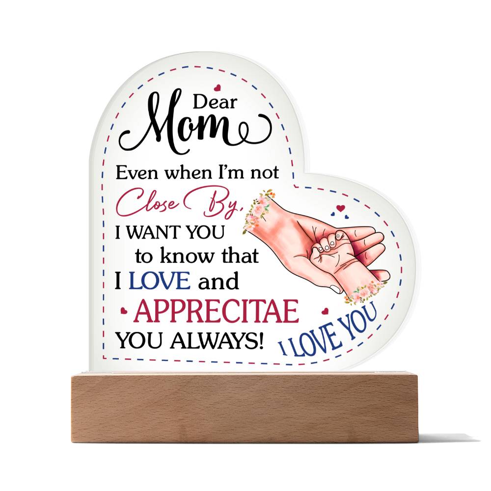 Dear Mom Heart Acrylic Plaque