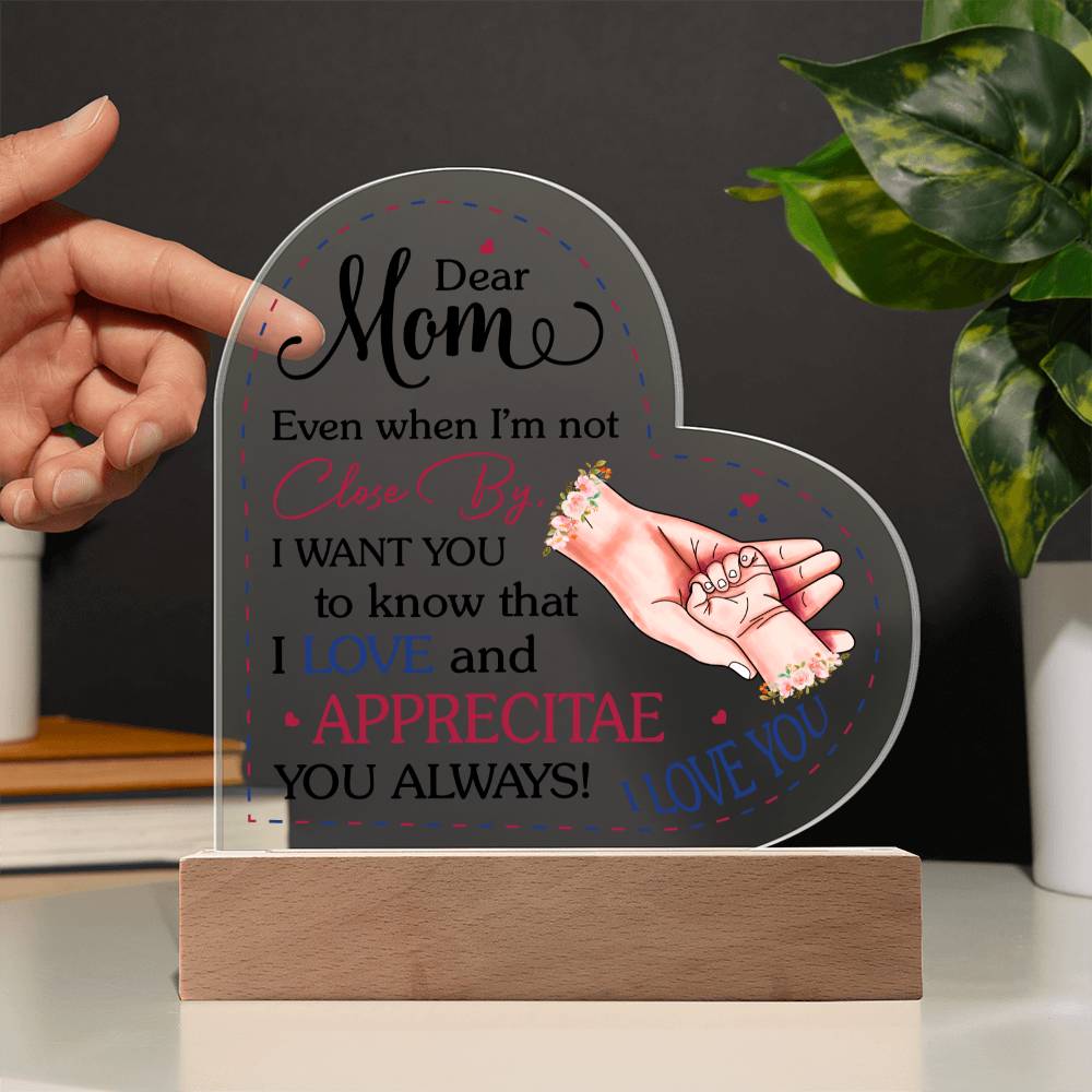 Dear Mom Heart Acrylic Plaque