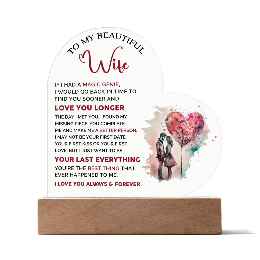 Beautiful Wife's Acrylic Heart Plaque - Briadanna