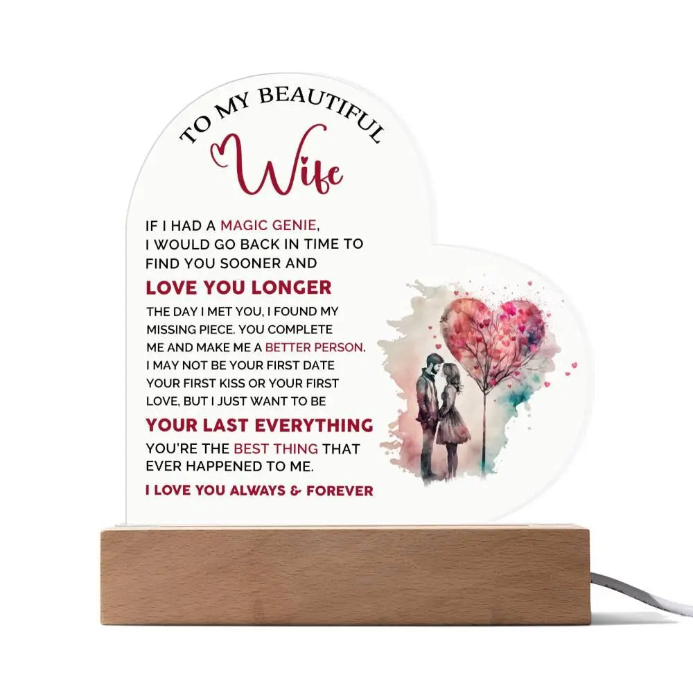 Beautiful Wife's Acrylic Heart Plaque - Briadanna