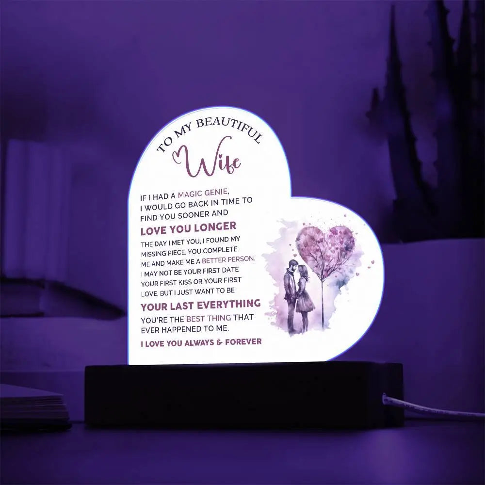 Beautiful Wife's Acrylic Heart Plaque - Briadanna