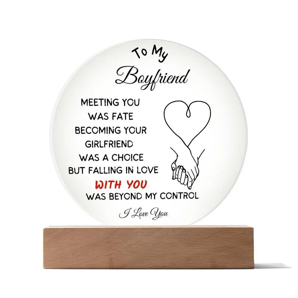 Boyfriend's Acrylic Circle Plaque - Briadanna