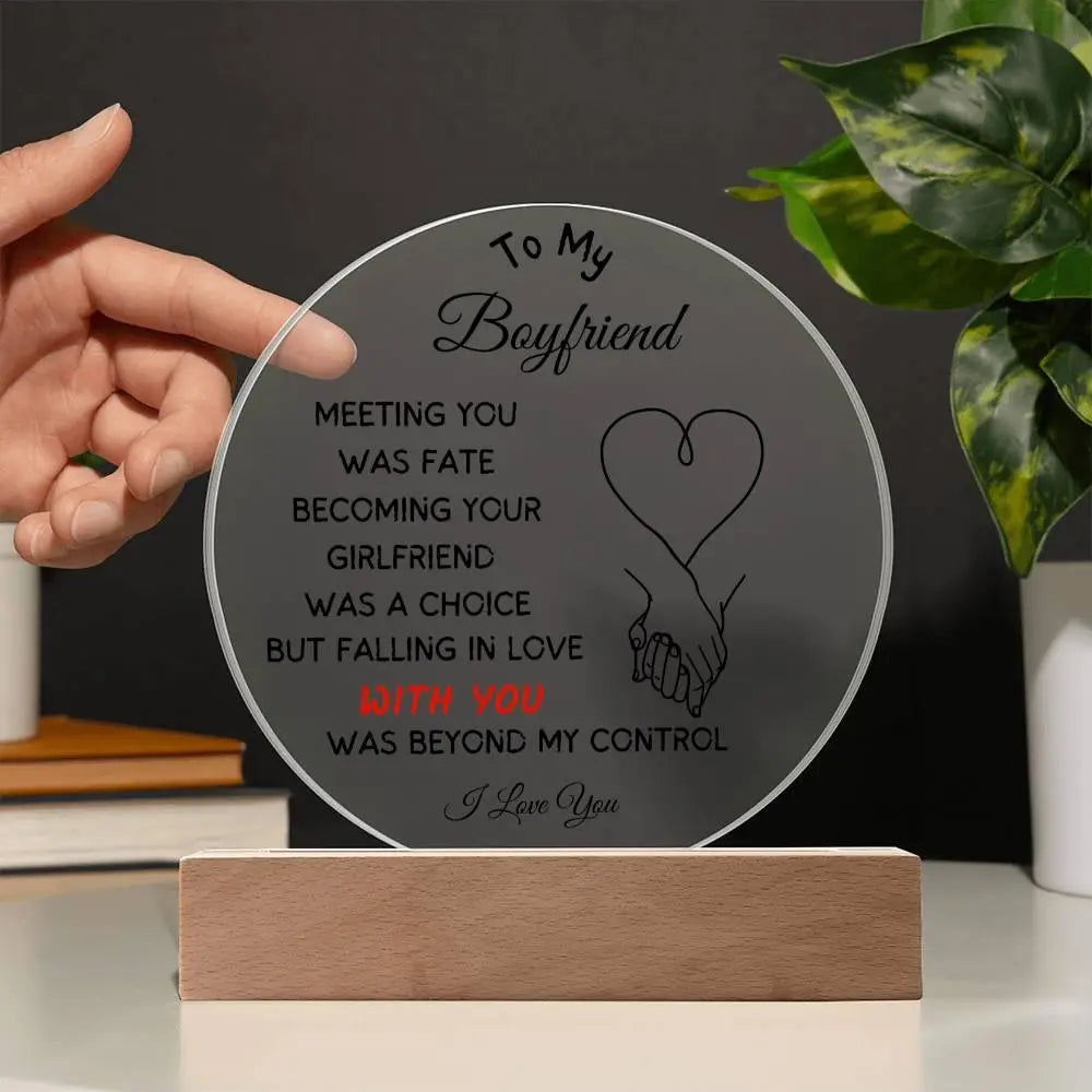 Boyfriend's Acrylic Circle Plaque - Briadanna