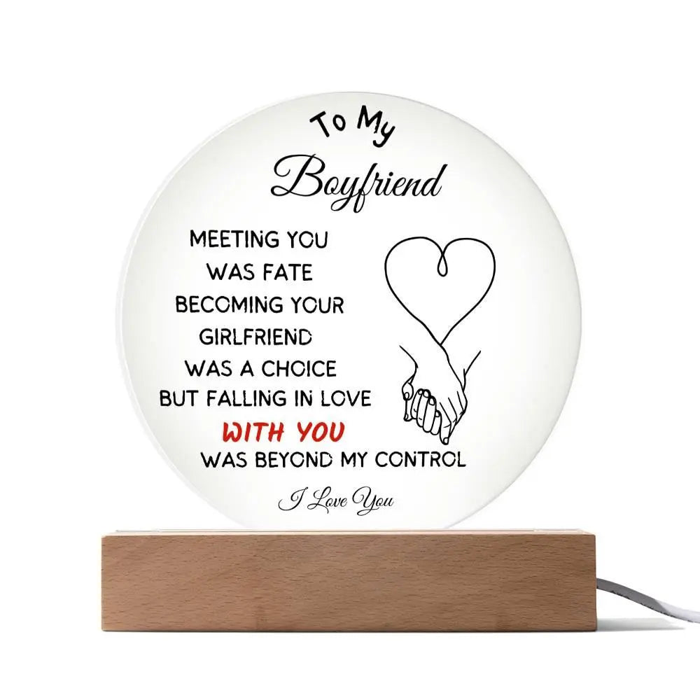 Boyfriend's Acrylic Circle Plaque - Briadanna