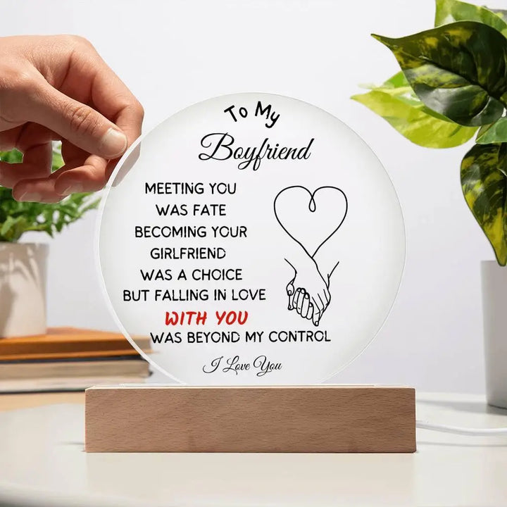 Boyfriend's Acrylic Circle Plaque - Briadanna