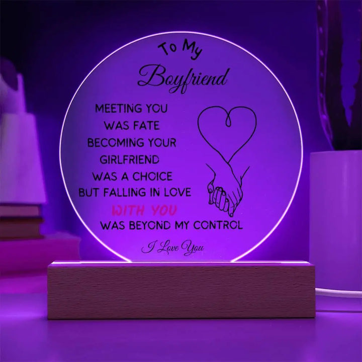 Boyfriend's Acrylic Circle Plaque - Briadanna