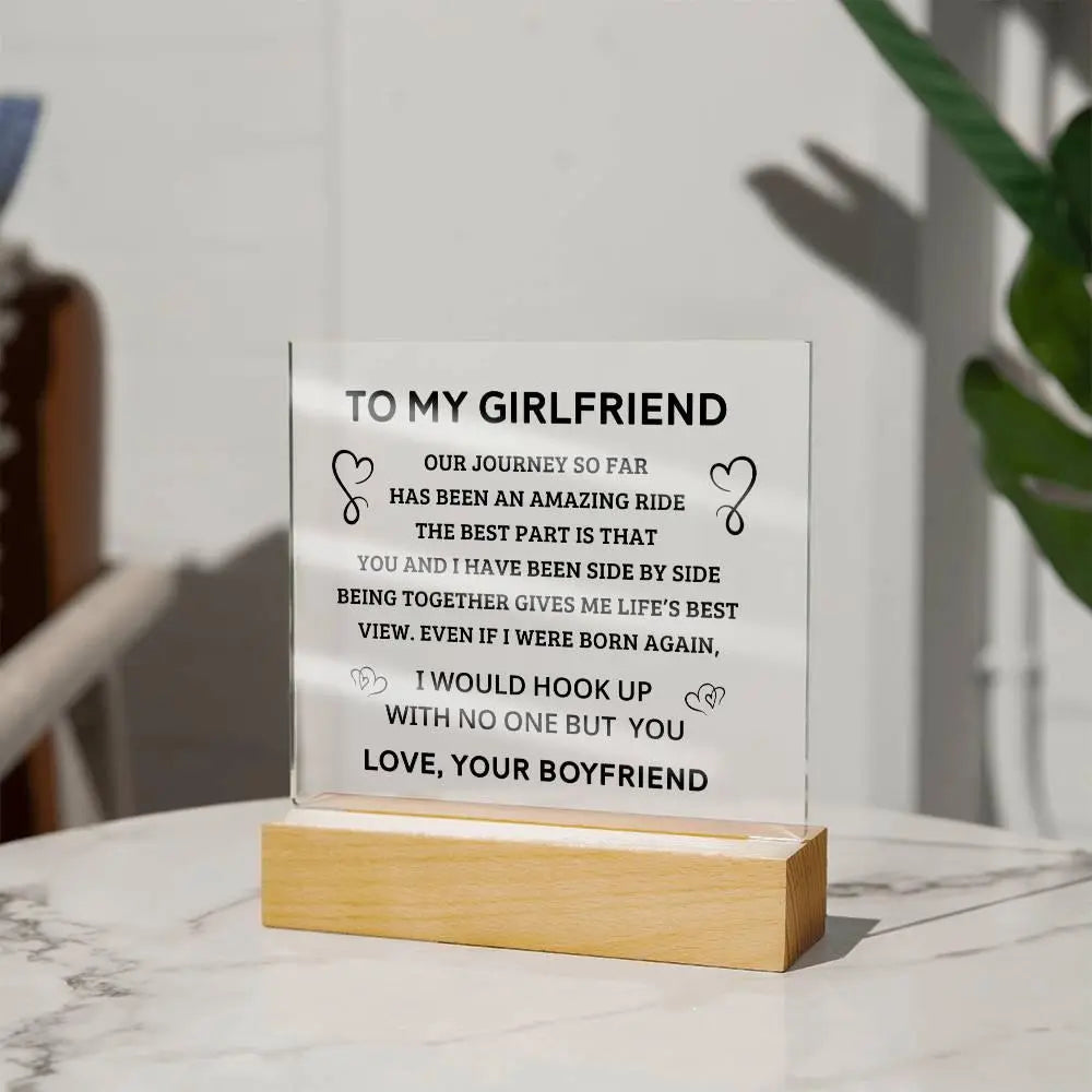 Girlfriend's Acrylic Square Plaque - Black - Briadanna