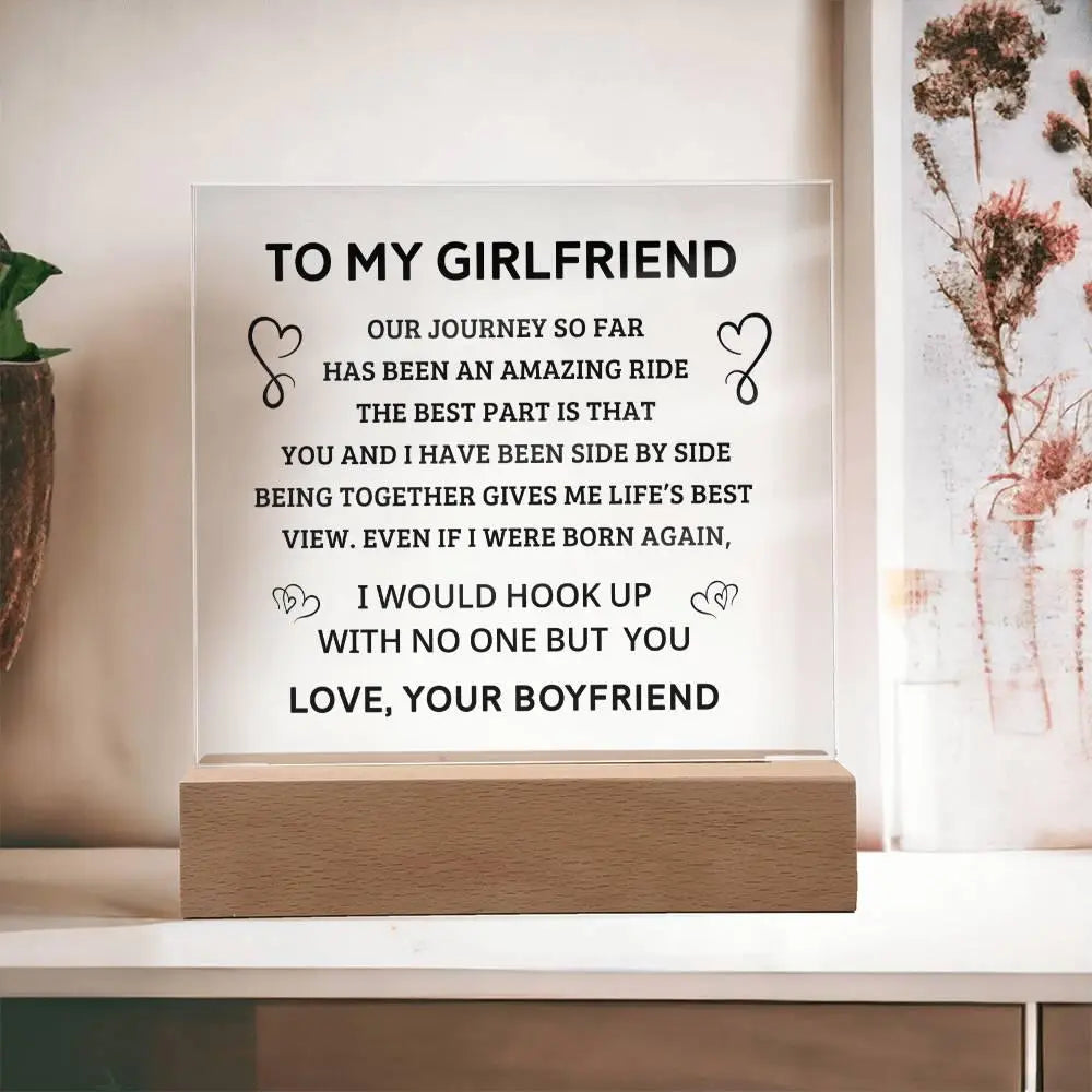 Girlfriend's Acrylic Square Plaque - Black - Briadanna