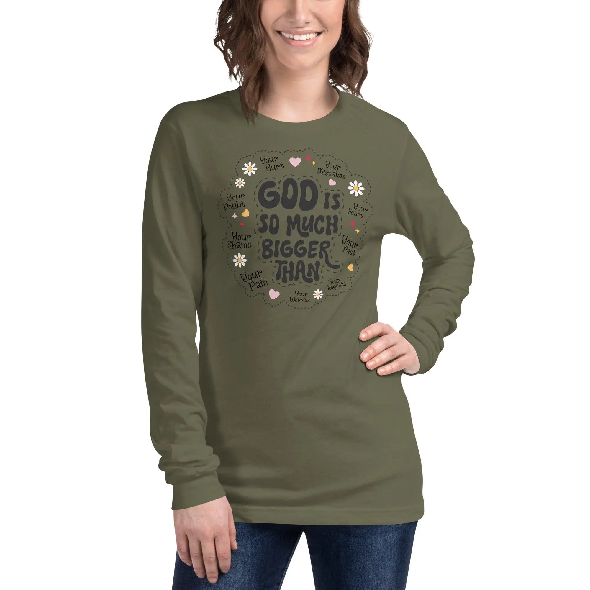 God Is Bigger Unisex Long Sleeve Tee - Briadanna