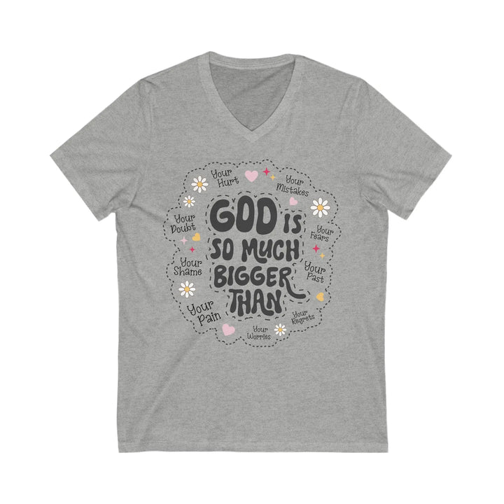 God Is Bigger V-Neck Tee - Briadanna