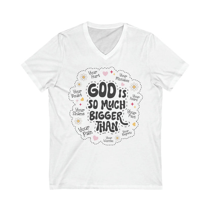 God Is Bigger V-Neck Tee - Briadanna