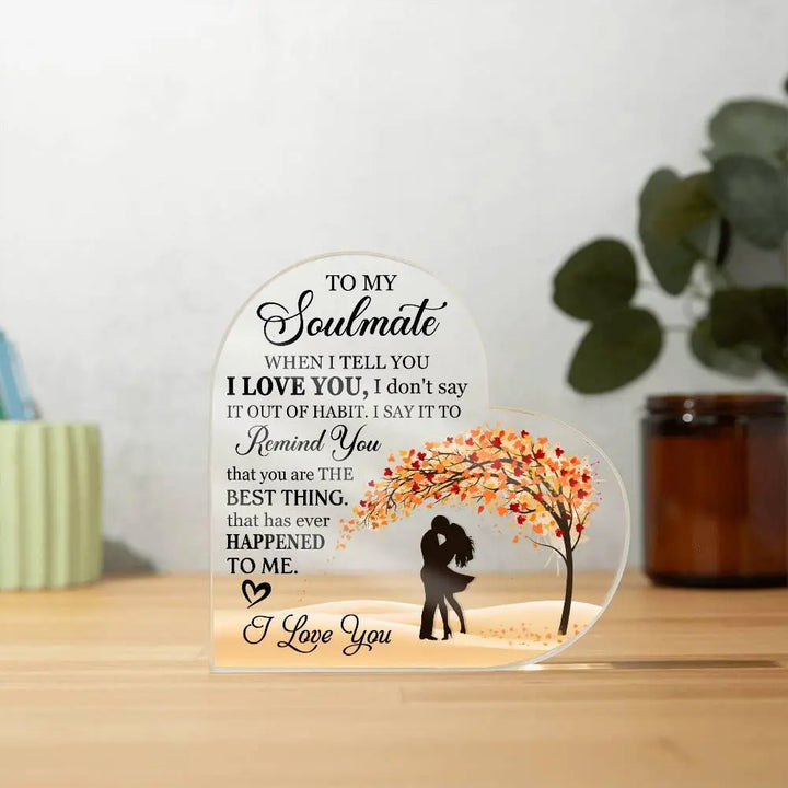 I Love You Acrylic Heart Plaque - II - Briadanna