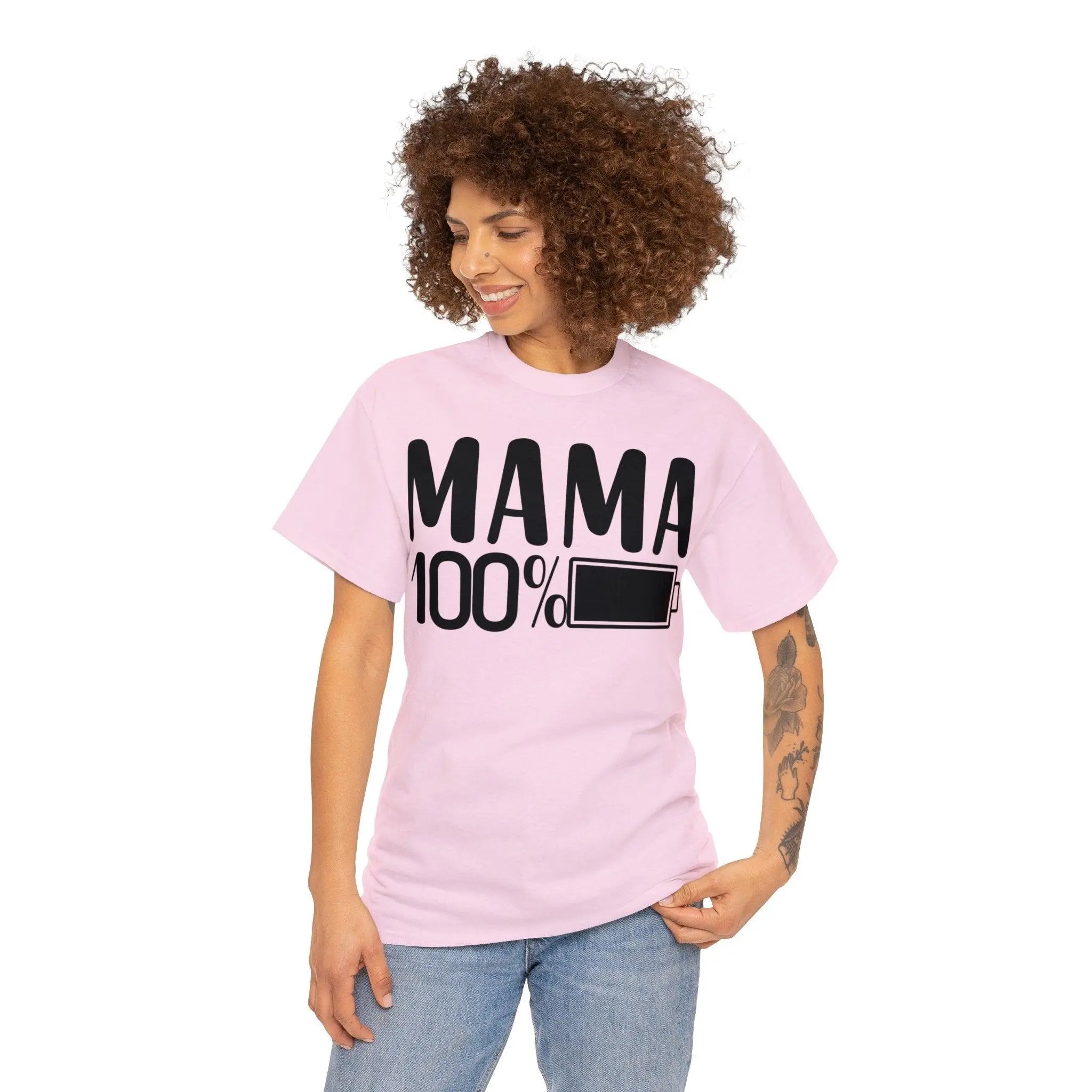 "Mama 100% Charged" Cotton Tee - Briadanna