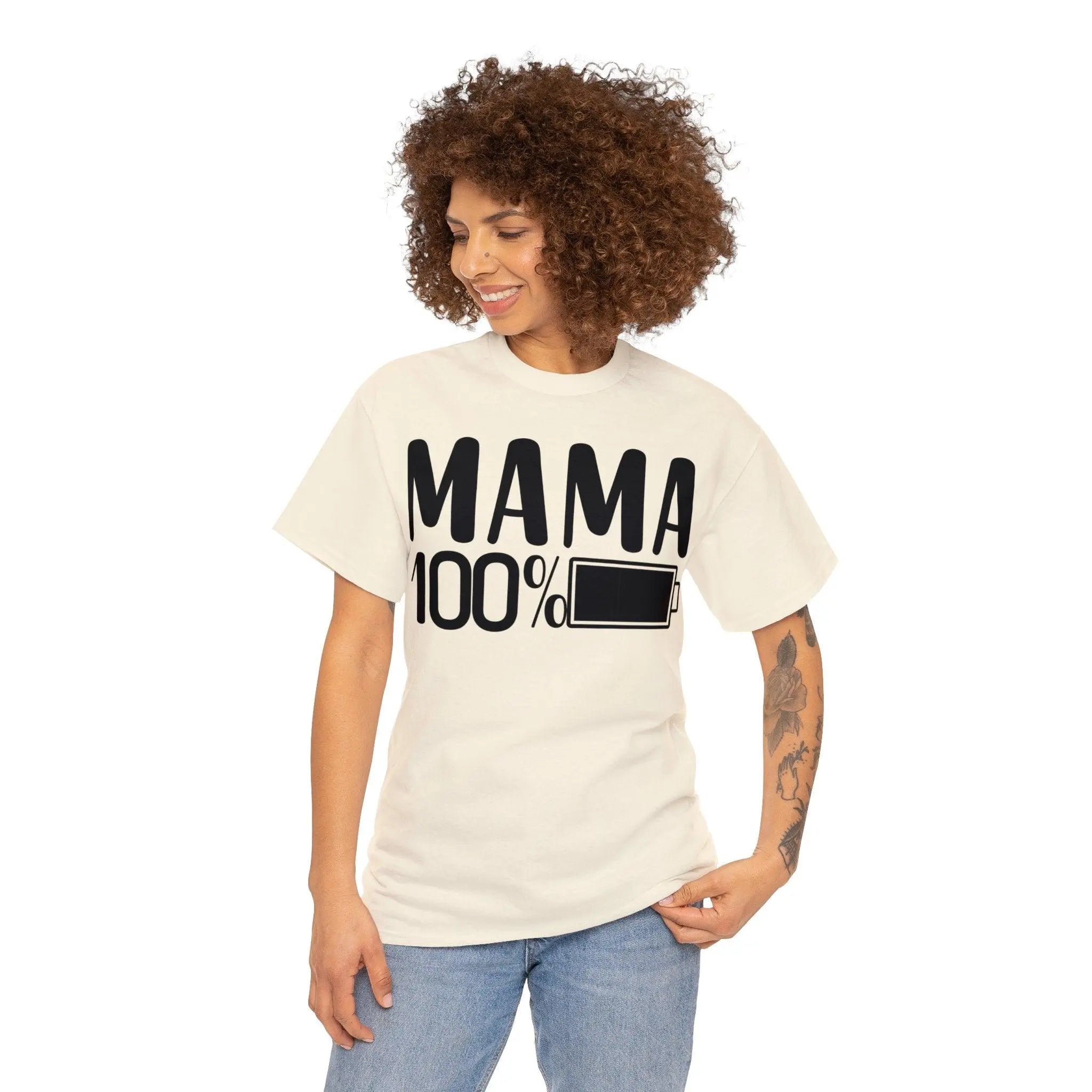 "Mama 100% Charged" Cotton Tee - Briadanna