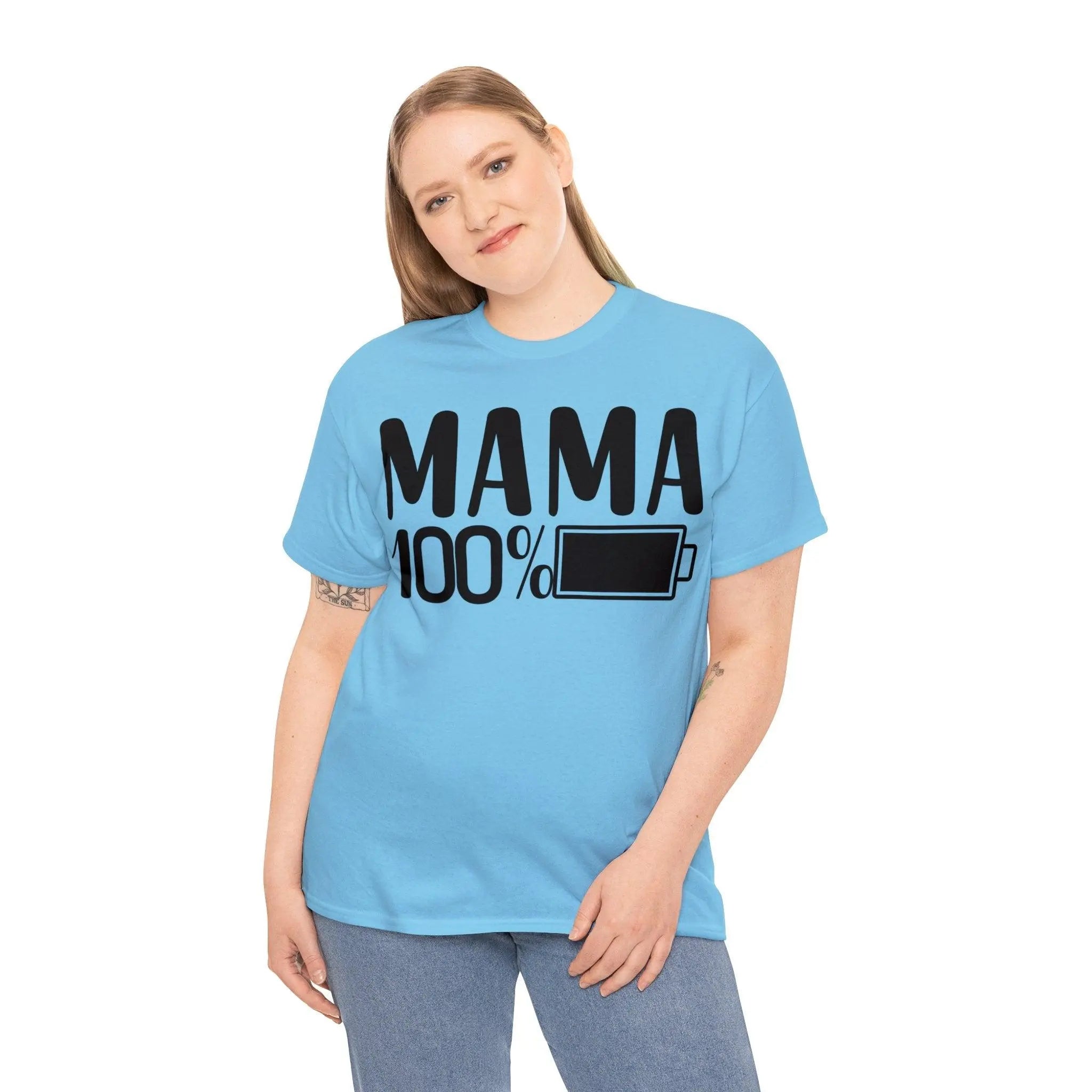 "Mama 100% Charged" Cotton Tee - Briadanna