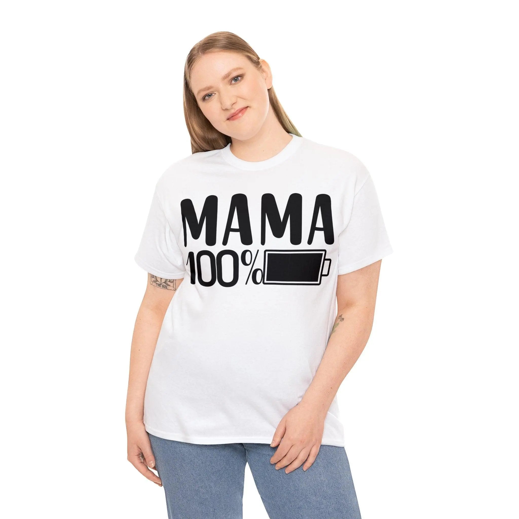 "Mama 100% Charged" Cotton Tee - Briadanna