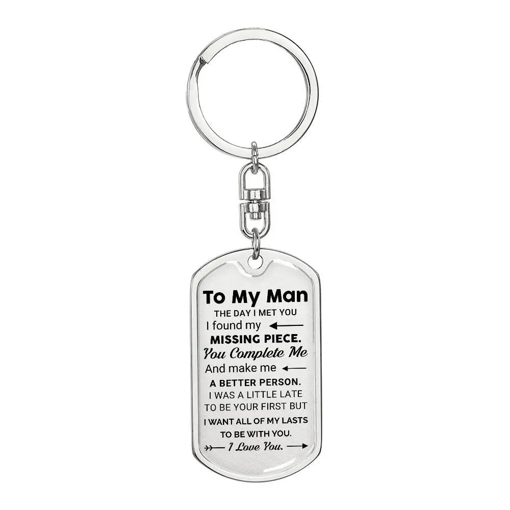 My Man Dog Tag with Swivel Keychain - Briadanna