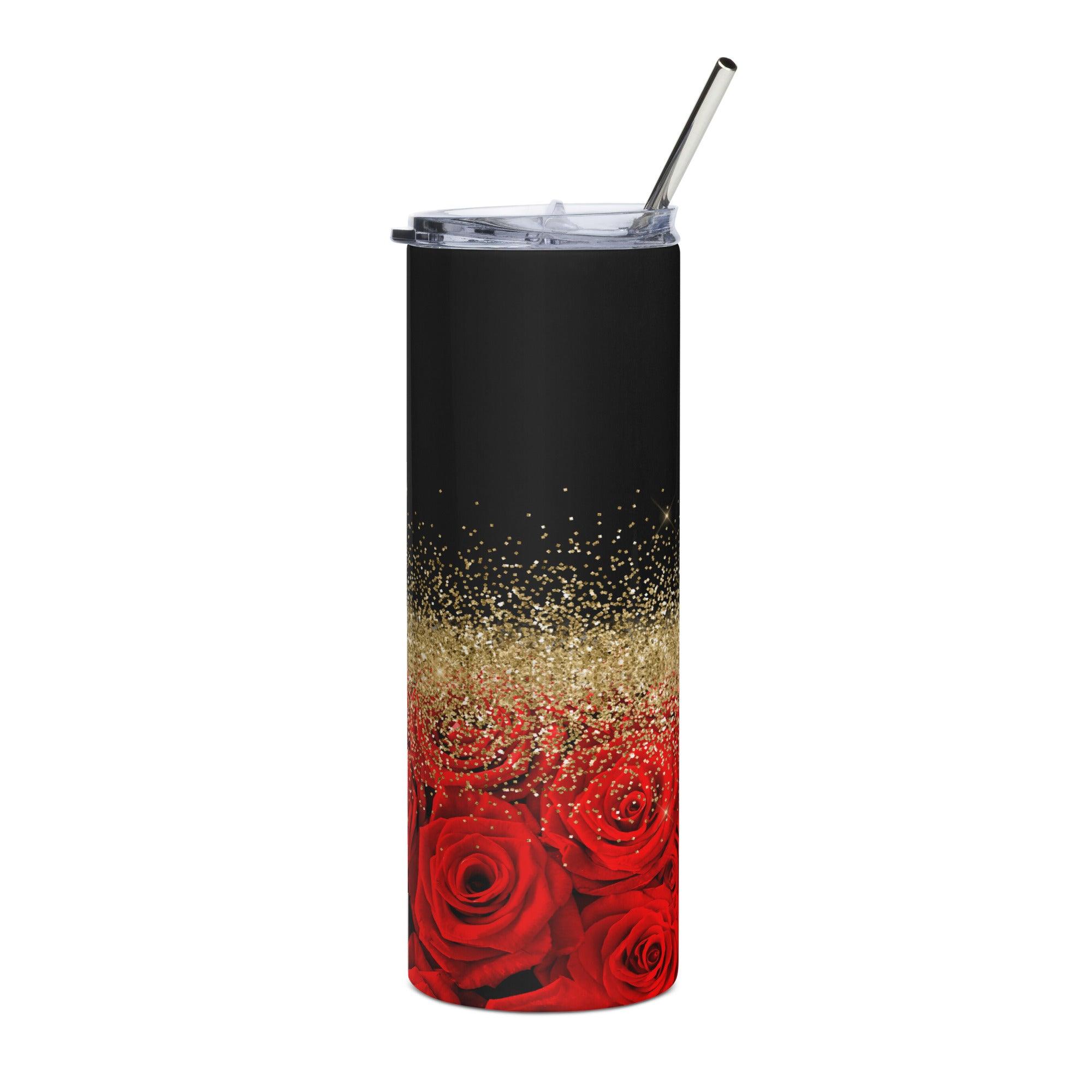 Red Roses and Black Design Tumbler - Briadanna